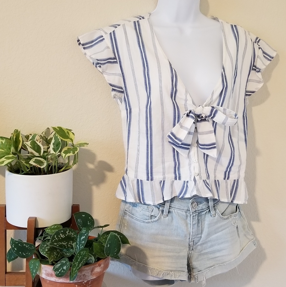 Abercrombie Peplum, Button Up Striped Top